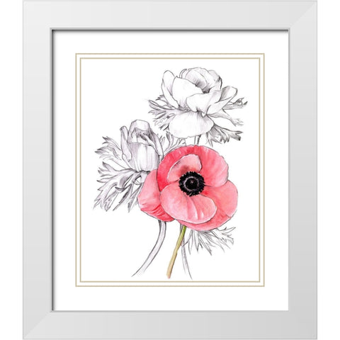 Anemone by Number I White Modern Wood Framed Art Print with Double Matting by Parker, Jennifer Paxton