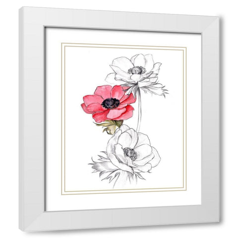 Anemone by Number II White Modern Wood Framed Art Print with Double Matting by Parker, Jennifer Paxton