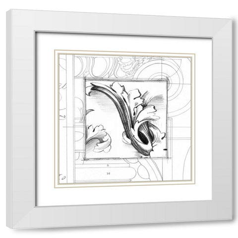 Acanthus Detail II White Modern Wood Framed Art Print with Double Matting by Harper, Ethan