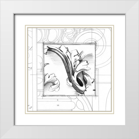 Acanthus Detail II White Modern Wood Framed Art Print with Double Matting by Harper, Ethan