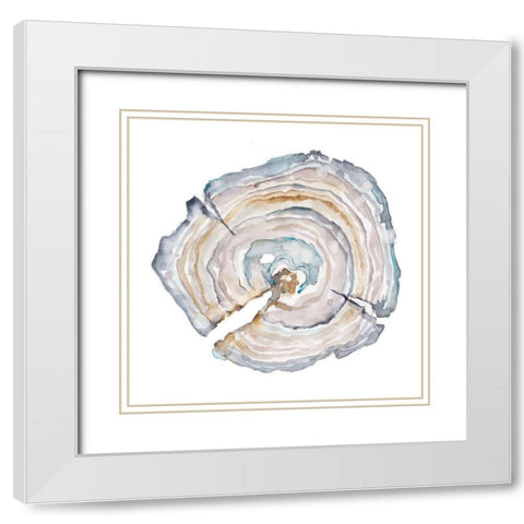 Watercolor Tree Ring I White Modern Wood Framed Art Print with Double Matting by Harper, Ethan