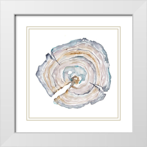 Watercolor Tree Ring I White Modern Wood Framed Art Print with Double Matting by Harper, Ethan