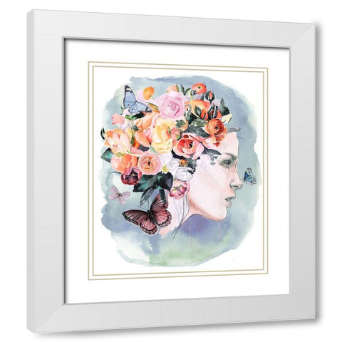 Floral Locks II White Modern Wood Framed Art Print with Double Matting by Parker, Jennifer Paxton