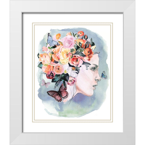 Floral Locks II White Modern Wood Framed Art Print with Double Matting by Parker, Jennifer Paxton