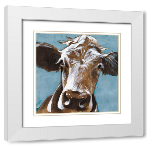 Cow Kisses II White Modern Wood Framed Art Print with Double Matting by Parker, Jennifer Paxton