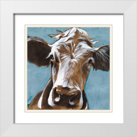 Cow Kisses II White Modern Wood Framed Art Print with Double Matting by Parker, Jennifer Paxton
