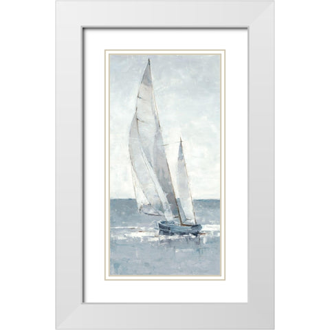 Grey Seas I White Modern Wood Framed Art Print with Double Matting by Harper, Ethan