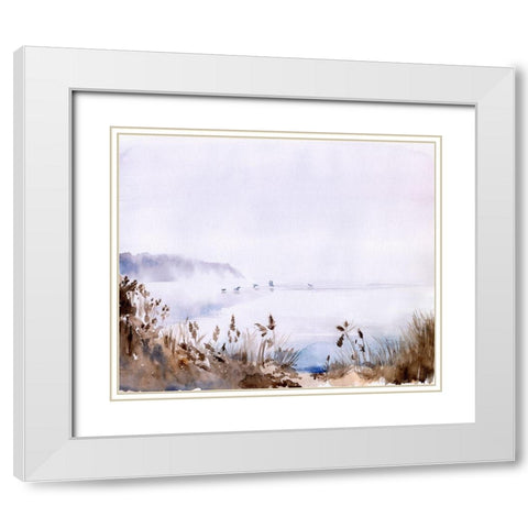 Sea Oats Mist I White Modern Wood Framed Art Print with Double Matting by Parker, Jennifer Paxton