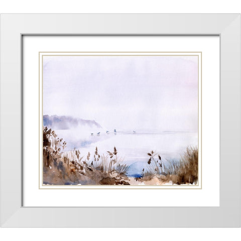 Sea Oats Mist I White Modern Wood Framed Art Print with Double Matting by Parker, Jennifer Paxton