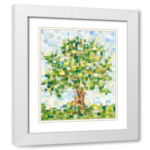 Quilted Tree I White Modern Wood Framed Art Print with Double Matting by Harper, Ethan