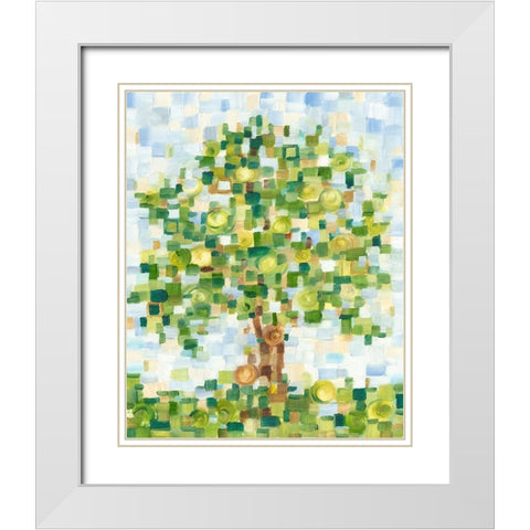 Quilted Tree I White Modern Wood Framed Art Print with Double Matting by Harper, Ethan