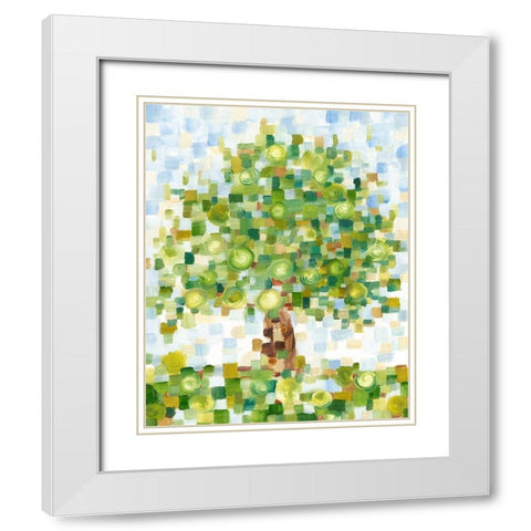 Quilted Tree II White Modern Wood Framed Art Print with Double Matting by Harper, Ethan