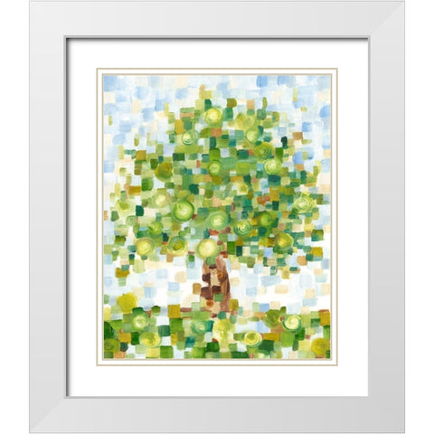 Quilted Tree II White Modern Wood Framed Art Print with Double Matting by Harper, Ethan