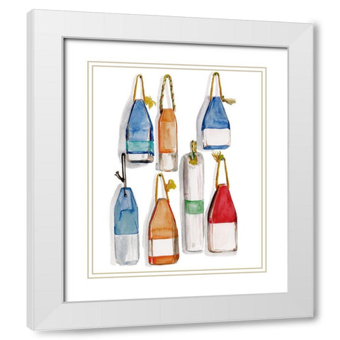 Watercolor Buoys I White Modern Wood Framed Art Print with Double Matting by Parker, Jennifer Paxton
