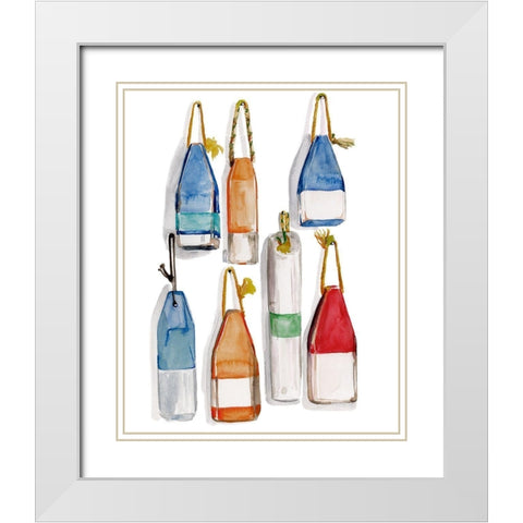 Watercolor Buoys I White Modern Wood Framed Art Print with Double Matting by Parker, Jennifer Paxton