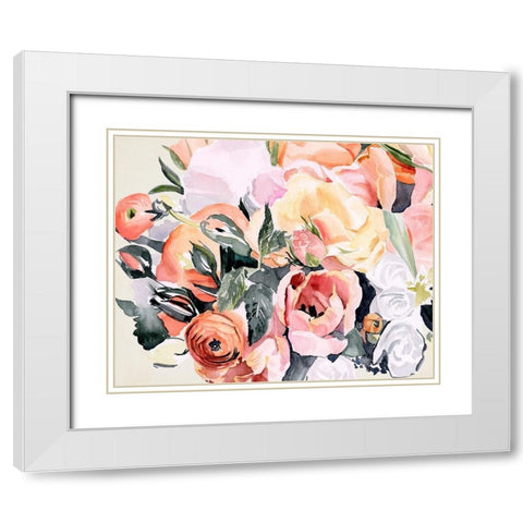 Autumn Bouquet II White Modern Wood Framed Art Print with Double Matting by Parker, Jennifer Paxton