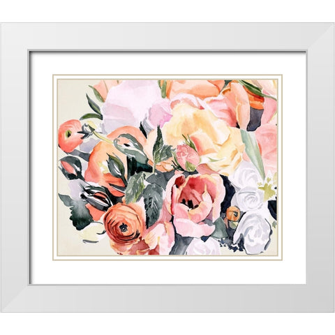 Autumn Bouquet II White Modern Wood Framed Art Print with Double Matting by Parker, Jennifer Paxton