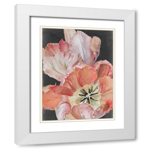Pastel Parrot Tulips I White Modern Wood Framed Art Print with Double Matting by Parker, Jennifer Paxton