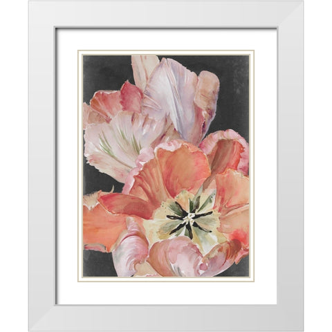 Pastel Parrot Tulips I White Modern Wood Framed Art Print with Double Matting by Parker, Jennifer Paxton