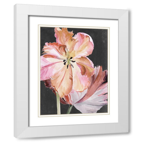 Pastel Parrot Tulips II White Modern Wood Framed Art Print with Double Matting by Parker, Jennifer Paxton
