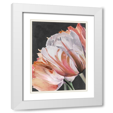 Pastel Parrot Tulips III White Modern Wood Framed Art Print with Double Matting by Parker, Jennifer Paxton