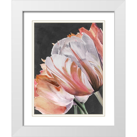Pastel Parrot Tulips III White Modern Wood Framed Art Print with Double Matting by Parker, Jennifer Paxton