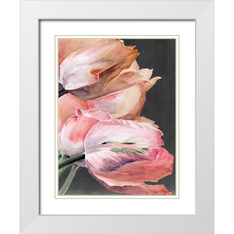 Pastel Parrot Tulips IV White Modern Wood Framed Art Print with Double Matting by Parker, Jennifer Paxton