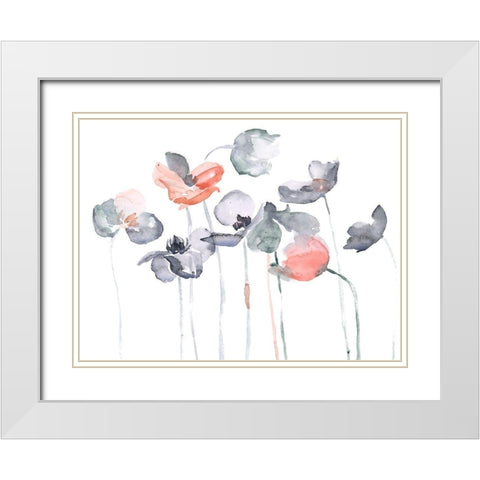 Poppy Haze I White Modern Wood Framed Art Print with Double Matting by Parker, Jennifer Paxton