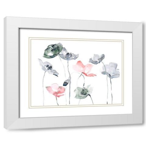 Poppy Haze II White Modern Wood Framed Art Print with Double Matting by Parker, Jennifer Paxton