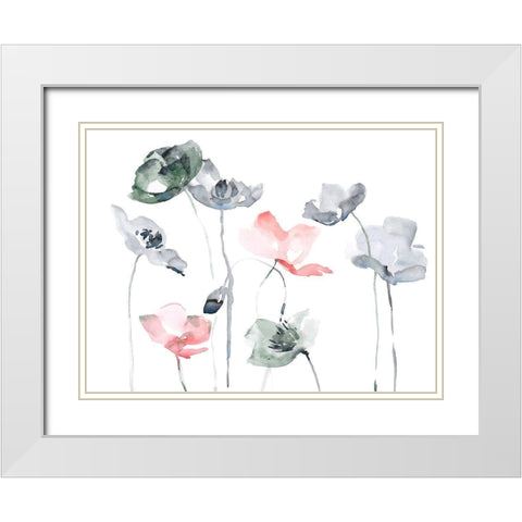 Poppy Haze II White Modern Wood Framed Art Print with Double Matting by Parker, Jennifer Paxton