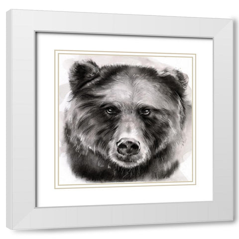 Bear Grin I White Modern Wood Framed Art Print with Double Matting by Parker, Jennifer Paxton