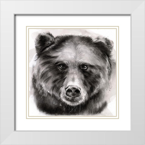 Bear Grin I White Modern Wood Framed Art Print with Double Matting by Parker, Jennifer Paxton