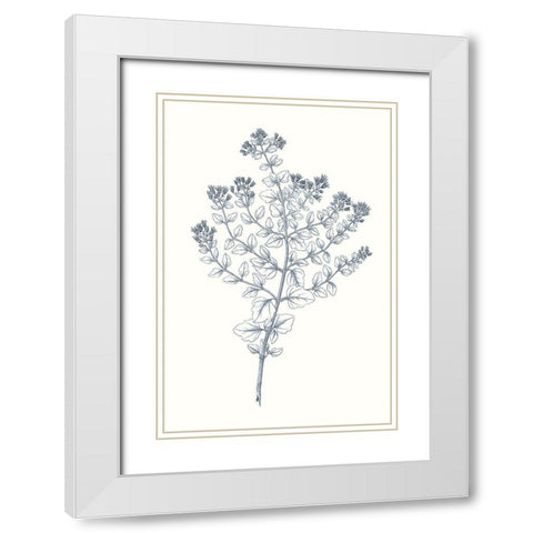 Indigo Botany Study VI White Modern Wood Framed Art Print with Double Matting by Vision Studio