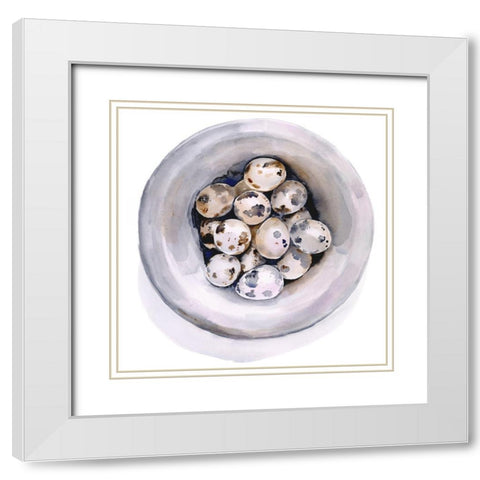 Quail Egg Study I White Modern Wood Framed Art Print with Double Matting by Parker, Jennifer Paxton