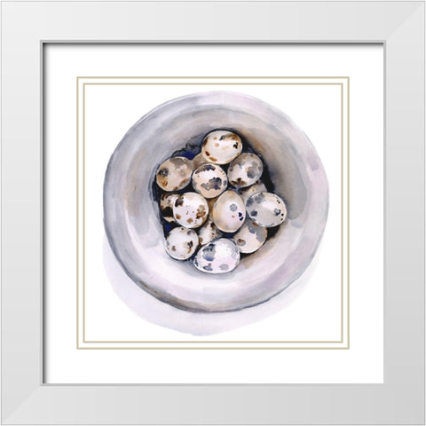 Quail Egg Study I White Modern Wood Framed Art Print with Double Matting by Parker, Jennifer Paxton