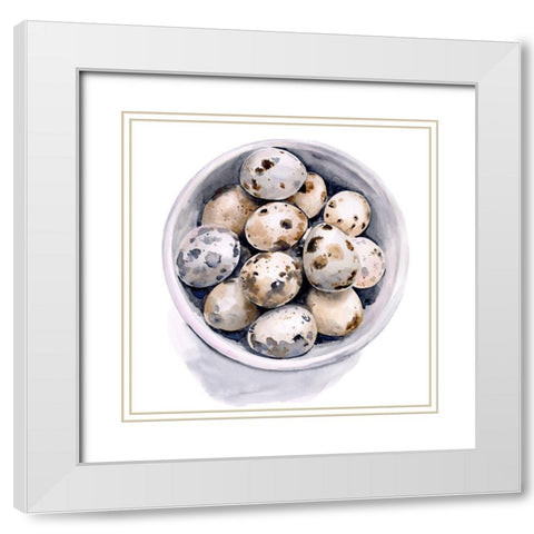 Quail Egg Study II White Modern Wood Framed Art Print with Double Matting by Parker, Jennifer Paxton