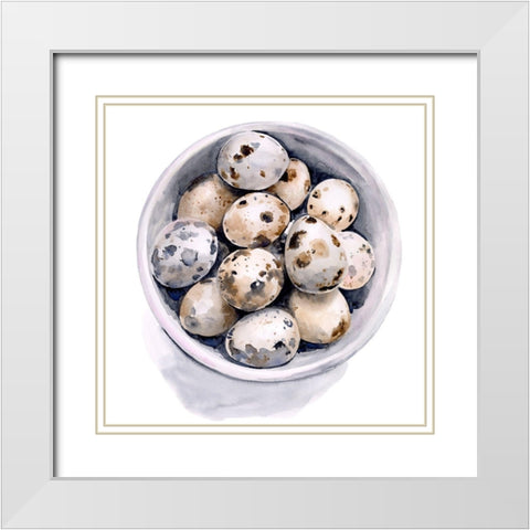 Quail Egg Study II White Modern Wood Framed Art Print with Double Matting by Parker, Jennifer Paxton
