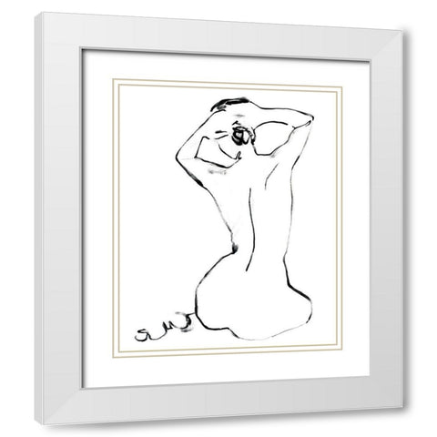 Fixing the Bun I White Modern Wood Framed Art Print with Double Matting by Parker, Jennifer Paxton