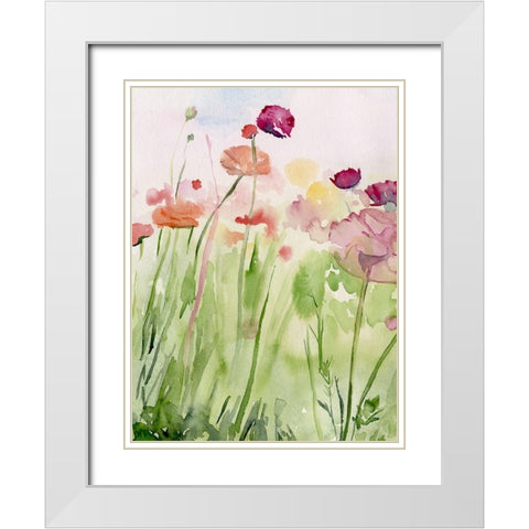 Among the Watercolor Wildflowers I White Modern Wood Framed Art Print with Double Matting by Parker, Jennifer Paxton