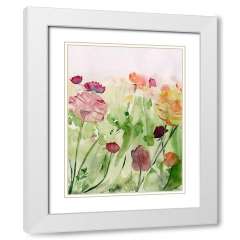 Among the Watercolor Wildflowers II White Modern Wood Framed Art Print with Double Matting by Parker, Jennifer Paxton