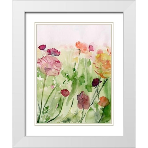Among the Watercolor Wildflowers II White Modern Wood Framed Art Print with Double Matting by Parker, Jennifer Paxton