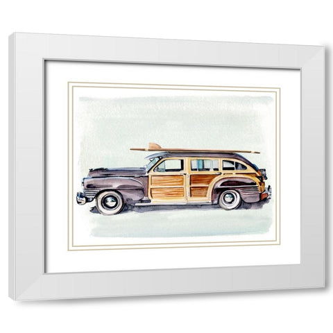 Surf Wagon II White Modern Wood Framed Art Print with Double Matting by Parker, Jennifer Paxton