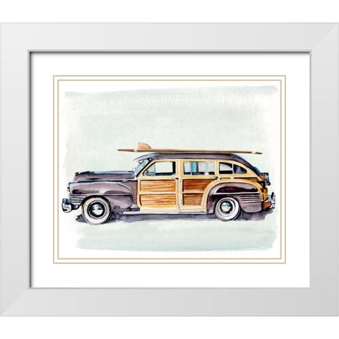 Surf Wagon II White Modern Wood Framed Art Print with Double Matting by Parker, Jennifer Paxton