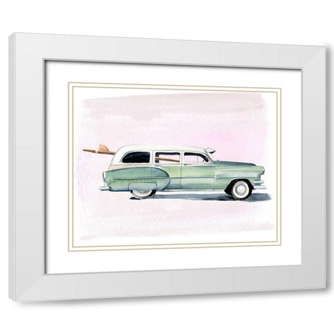 Surf Wagon III White Modern Wood Framed Art Print with Double Matting by Parker, Jennifer Paxton