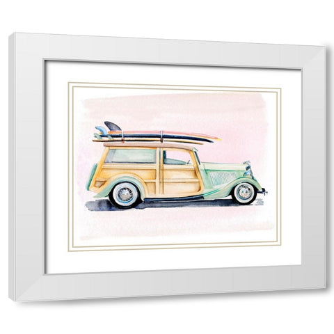 Surf Wagon IV White Modern Wood Framed Art Print with Double Matting by Parker, Jennifer Paxton