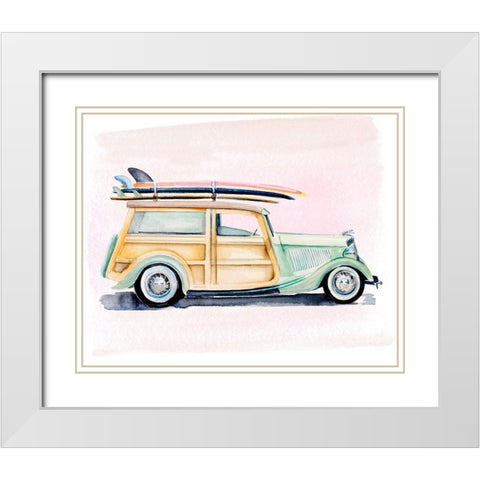 Surf Wagon IV White Modern Wood Framed Art Print with Double Matting by Parker, Jennifer Paxton