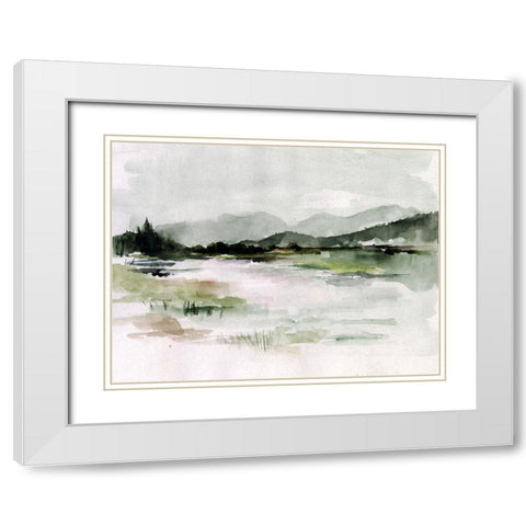 Lake Mist I White Modern Wood Framed Art Print with Double Matting by Parker, Jennifer Paxton