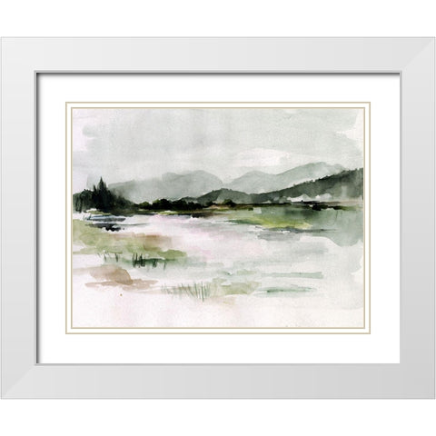 Lake Mist I White Modern Wood Framed Art Print with Double Matting by Parker, Jennifer Paxton