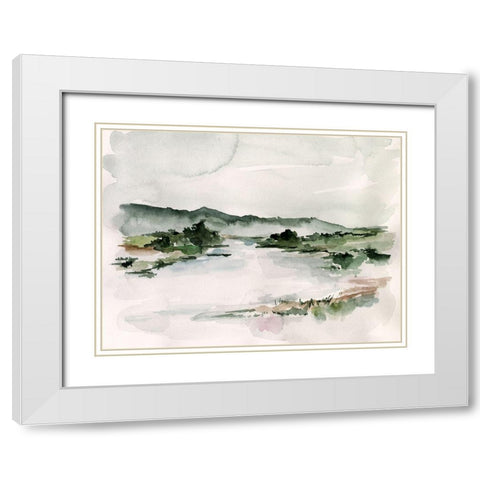 Lake Mist II White Modern Wood Framed Art Print with Double Matting by Parker, Jennifer Paxton