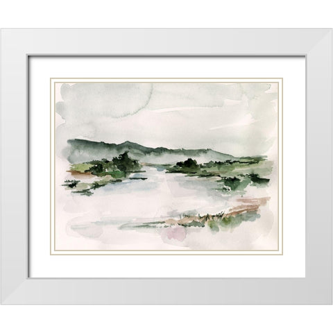 Lake Mist II White Modern Wood Framed Art Print with Double Matting by Parker, Jennifer Paxton